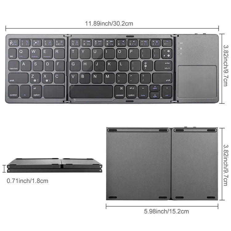 Universal Tri-Fold Mini Bluetooth Keyboard